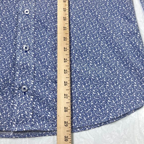 Nick Graham Everywhere Shirt Blue Paisley Flip Cuff Modern Fit 15.5 34-35 M - Picture 10 of 14